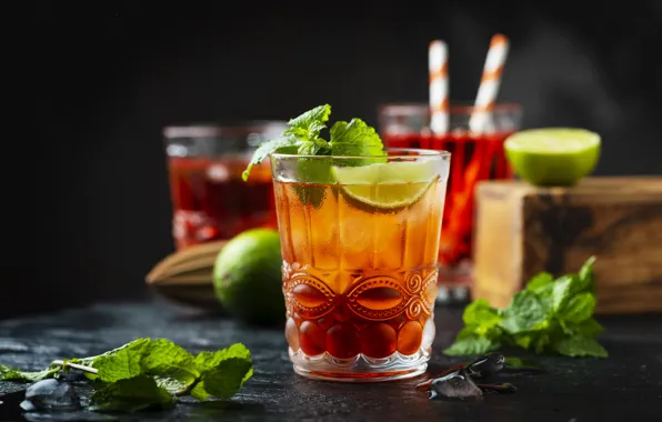 Ice, cocktail, lime, Oxana Denezhkina