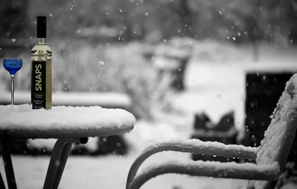 Winter, snow, bottle