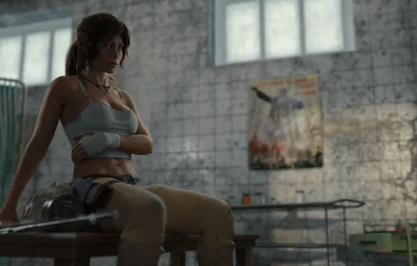 Picture Girl, Tomb Raider, Lara Croft, Sitting, Game, Lara Croft, The room