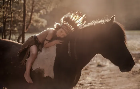 Background, horse, boy