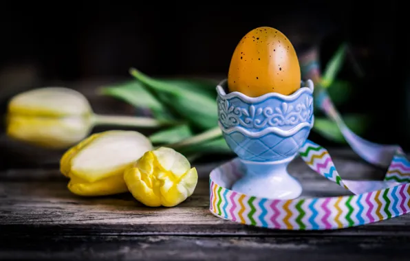 Flowers, holiday, Board, eggs, Easter, tape, tulips, Easter
