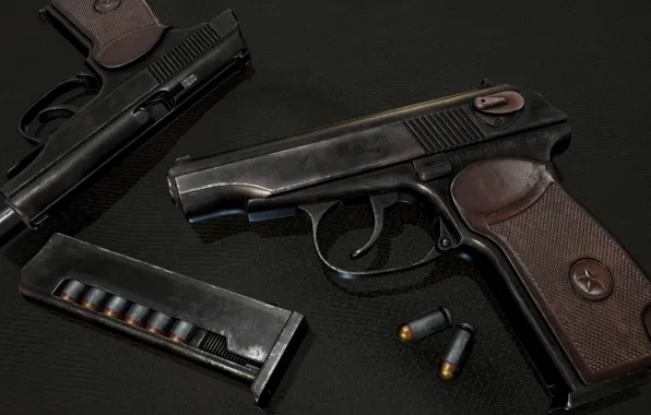 Gun, gun, render, Rendering, Makarov, the Makarov pistol, makarov