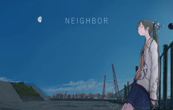 Girl, The sky, the evening, Hatsune Miku, Vocaloid, Vocaloid, Hatsune Miku, yuu-rin