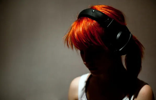 Girl, headphones, ginger