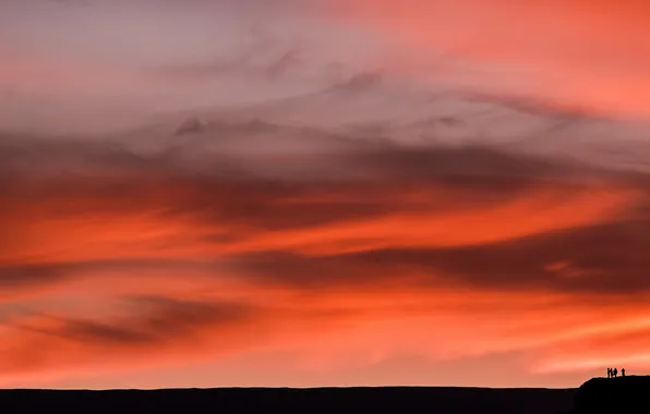 The sky, landscape, sunset