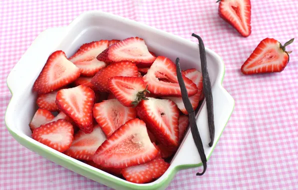 Berries, strawberry, plate, red, vanilla
