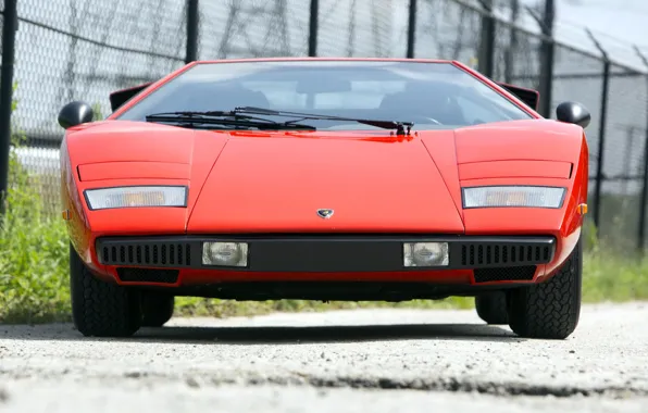 Retro, Supercar, Front view, Lamborghini Countach LP400