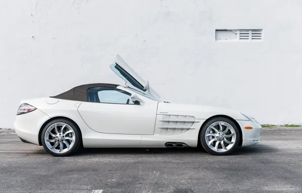 Roadster, White, The door, Roof, 2009, Mercedes-Benz SLR McLaren