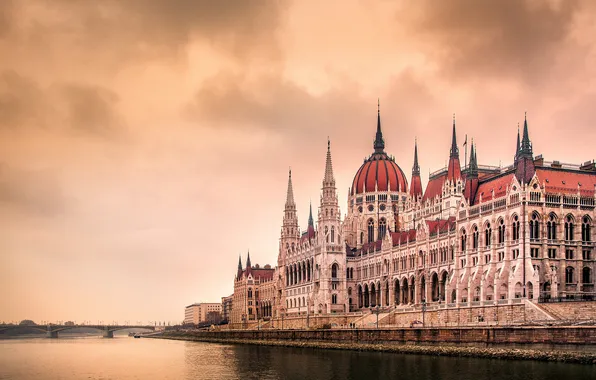 Picture bridge, the city, architecture, Parliament, Hungary, Budapest, Budapest