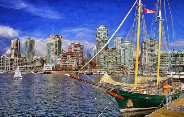 Picture Marina, yachts, port, Canada, Vancouver, Canada, Vancouver