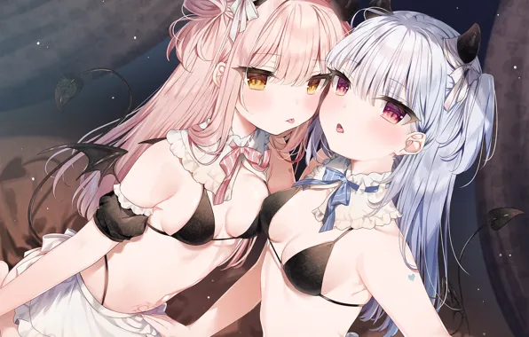 Girls, bed, demons
