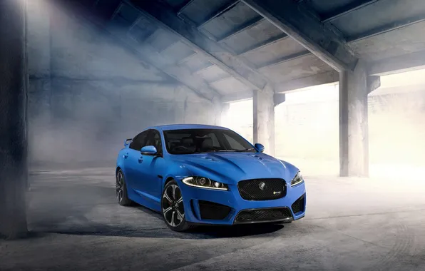 Jaguar, Auto, Blue, Jaguar, Sedan, The front, XFR-S