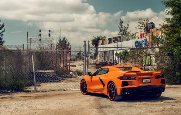 Picture wallpaper, Chevrolet Corvette, Orange C8