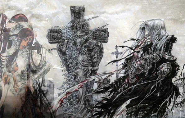 Picture fog, cross, Ghost, cemetery, trinity blood, headstone, rags, Lilith Sahl