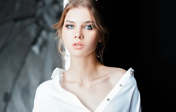 Look, girl, face, background, portrait, shoulder, Pavel Ermakov