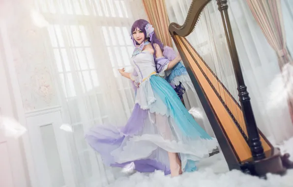 Look, girl, clouds, light, pose, style, background, room