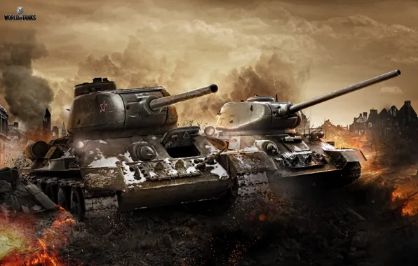 Picture art, USSR, tanks, World of Tanks, Month May 2013:, T-34, T-34-85