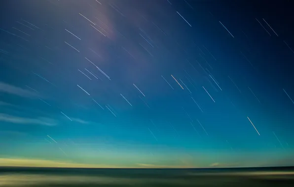 Strips, the evening, horizon, shooting, starry sky