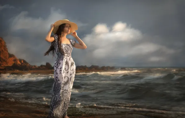 Sea, wave, girl, the wind, coast, Daria, photographer Alex