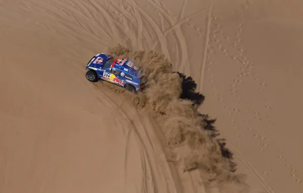 Sand, Volkswagen, Traces, Touareg, Dakar, Competition, The view from the top