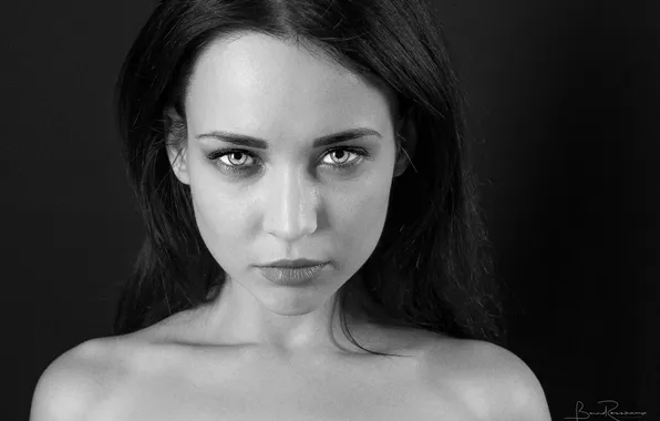 Look, close-up, face, model, portrait, makeup, brunette, hairstyle
