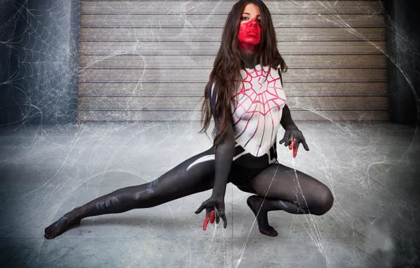Picture girl, background, spider