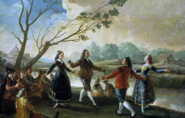 People, picture, genre, Francisco Goya, Dancing on the Banks of the River Manzanares