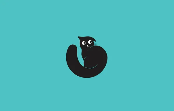 Cat, look, background, Wallpaper, black, vector, art, muzzle