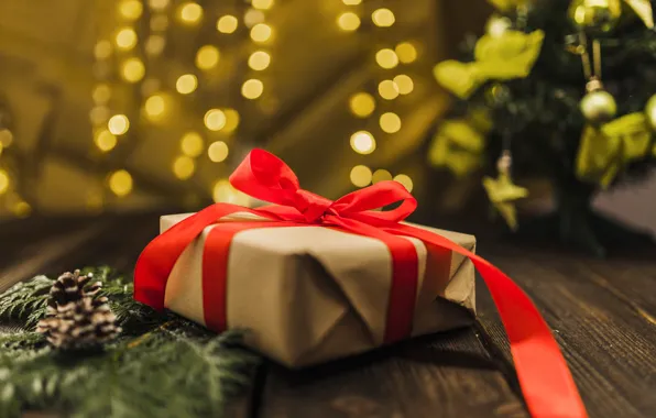 Box, gift, New Year, Christmas, tape, Christmas, box, wood
