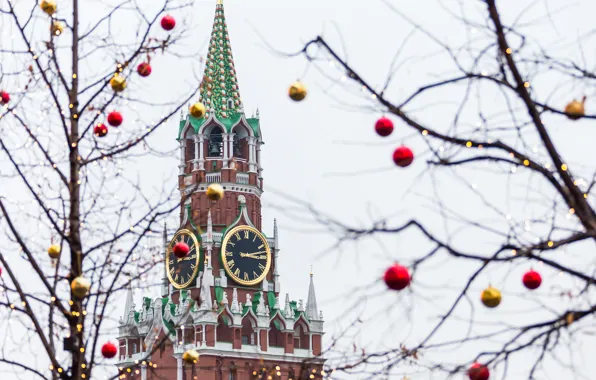 Winter, decoration, city, the city, balls, New Year, Christmas, Moscow