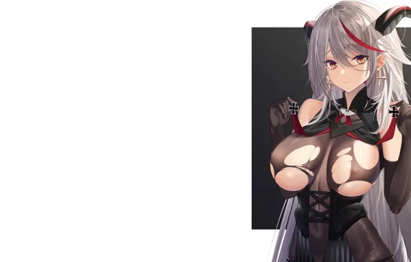 Picture girl, hot, sexy, boobs, anime, breasts, Torn, Azur Lane