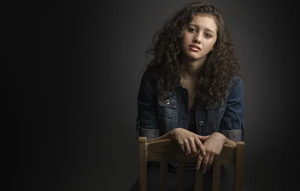 Background, portrait, chair, freckles, curls