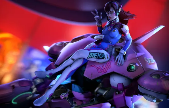 Look, girl, rendering, robot, Overwatch, d.va, hana song