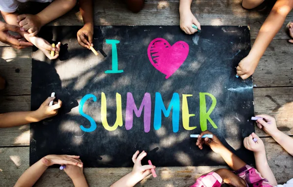 Summer, children, the inscription, figure, hands