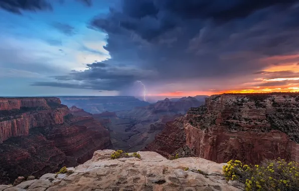Lightning, USA, The Grand Canyon, Arizona, The Grand canyon