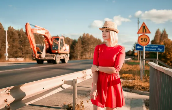 Dress, in red, excavator, Marina, OF TLT, Alexander Biscuit