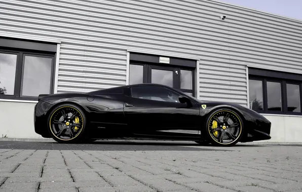 Picture black, profile, ferrari, Ferrari, drives, black, Italy, 458 italia