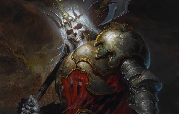 Armor, crown, warrior, art, axe, dead