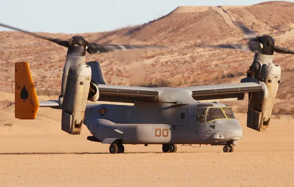 The tiltrotor, Osprey, MV-22