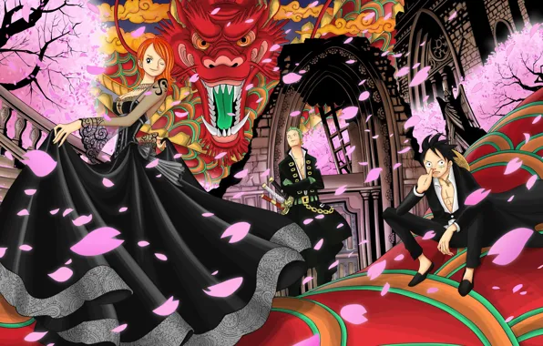 Wallpaper game, pirate, anime, one piece, dragon, asian, manga