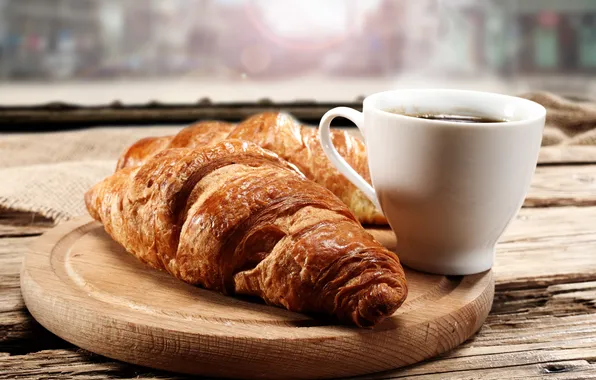 Picture coffee, croissants, coffee aroma