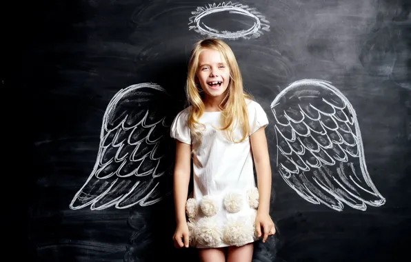 Wings, angel, girl, halo