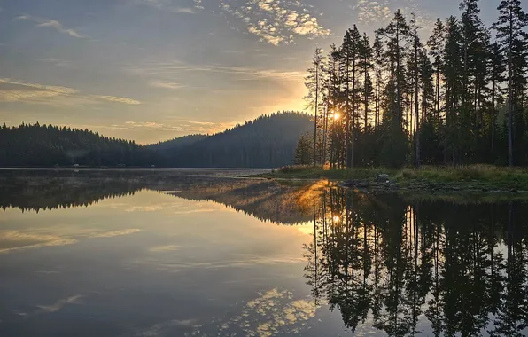 Sunset, lake, the reflection in the water, water surface, picturesque landscape, Gerchev Nikolay