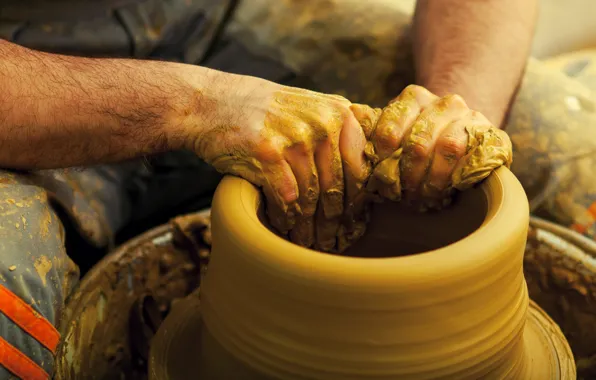 Picture hands, technique, pottery, clay
