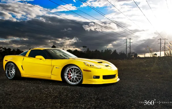 Picture yellow, Corvette, Chevrolet