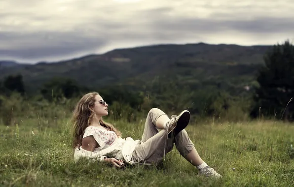 Field, girl, mood