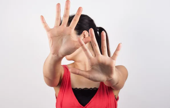 Picture brunette, hands, pose
