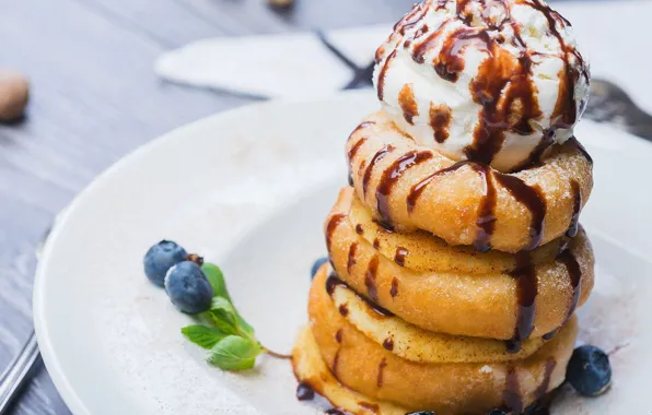 Ice cream, dessert, pancakes