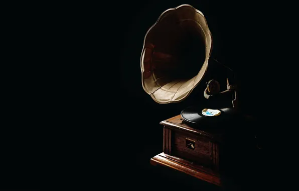 Retro, record, black background, gramophone, record, retro, black background, gramophone
