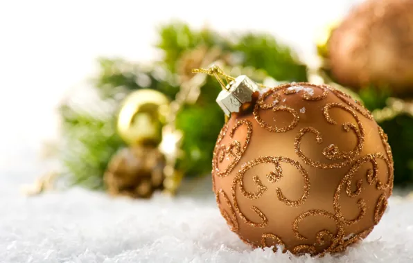 Snow, holiday, toy, new year, ball, the scenery, happy new year, christmas decoration
